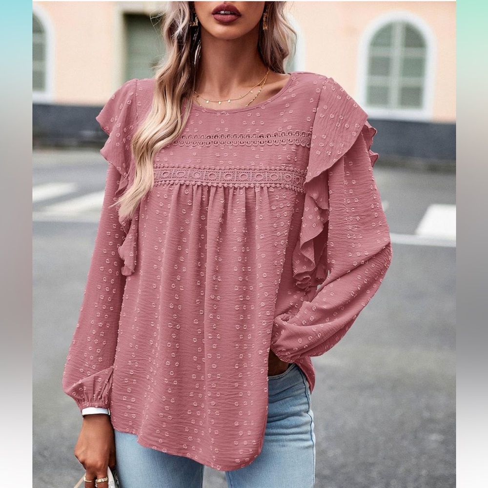 Swiss Dot Crochet Loose Fit Tunic Top